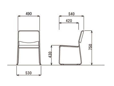 スタッキングチェア図面