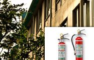 文化祭の安全対策に消火器を使用