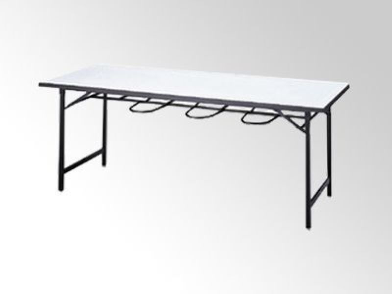 会議用ホワイトテーブル(丸椅子掛け付き)