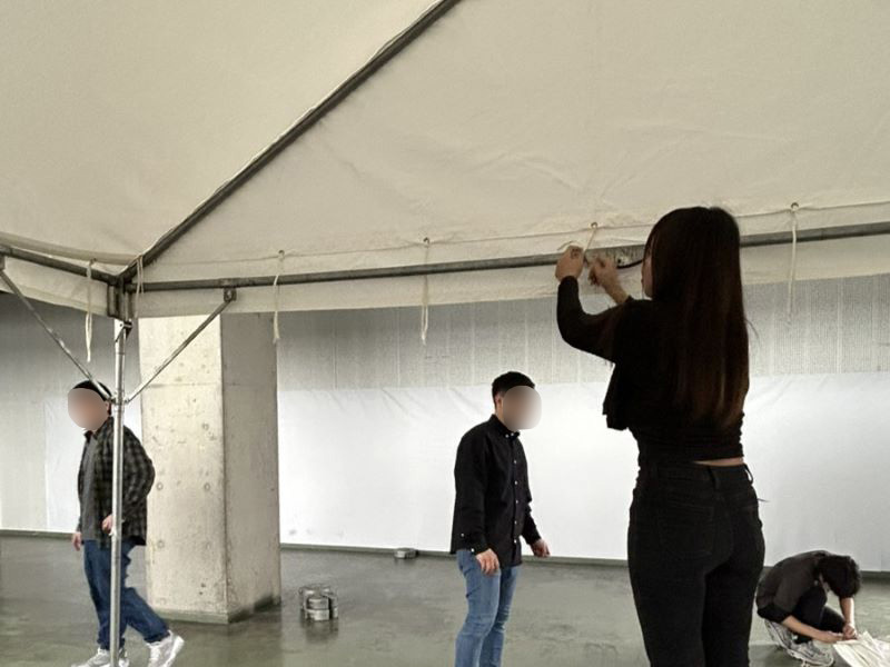 マルシェでの6坪テント、テント横幕の使用