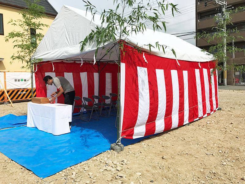 略式地鎮祭 設営の様子